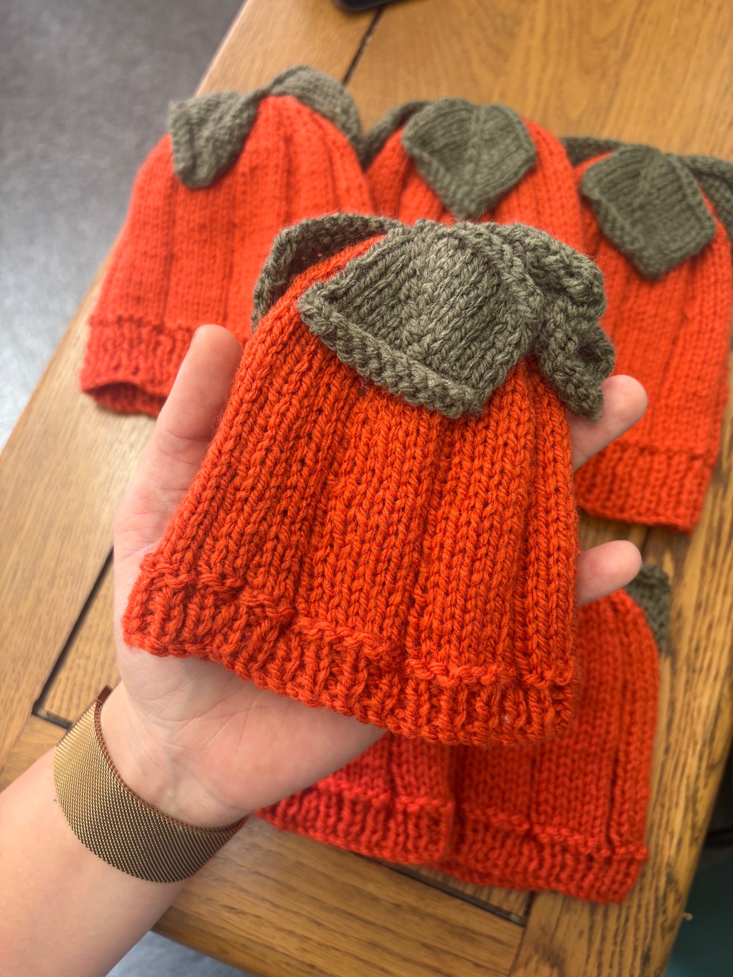 HAND KNITTED PUMPKIN HATS